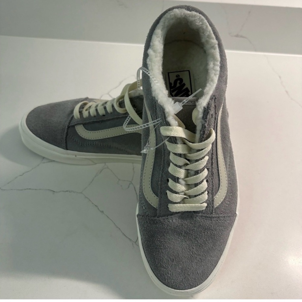Gray Suede High-Top Sneakers with Shearling Lining